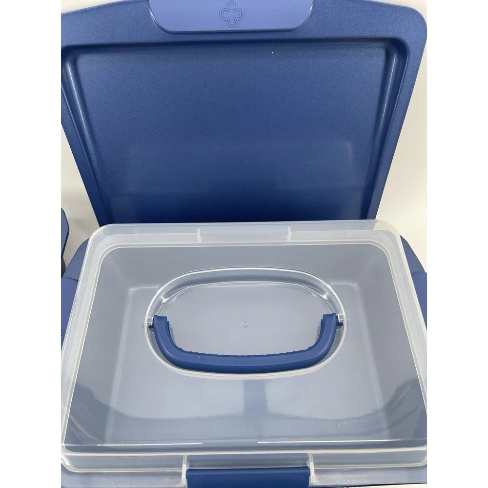 Pampered Chef Blue Loaf Pan Muffin Tray Carrier Set New‎ Open Box